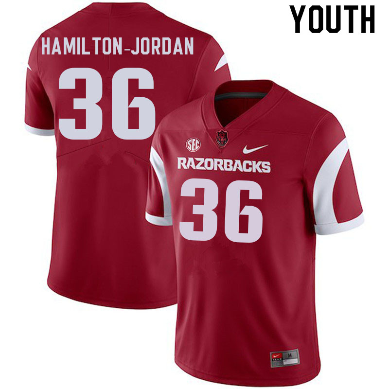 Youth #36 Jermaine Hamilton-Jordan Arkansas Razorbacks College Football Jerseys Sale-Cardinal - Click Image to Close